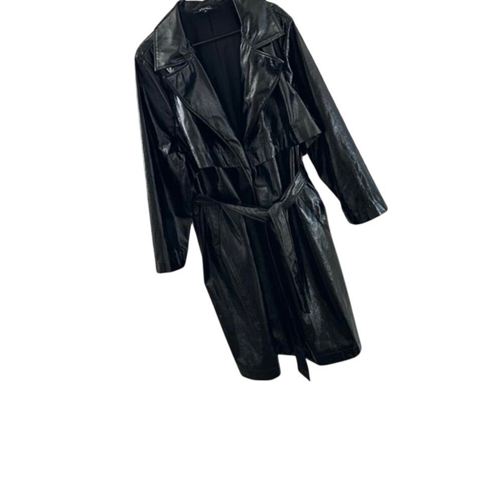 Y2k patent leather long jacket sz 2x